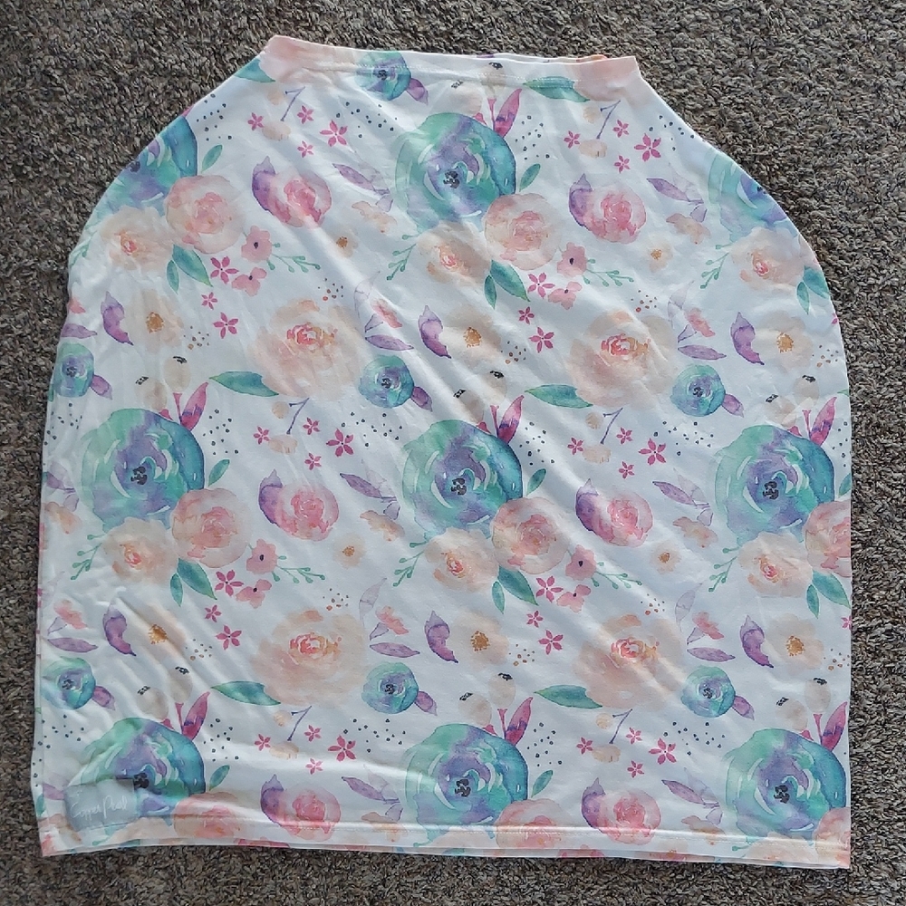 Watercolor Floral Print Carseat/Nursing Cover